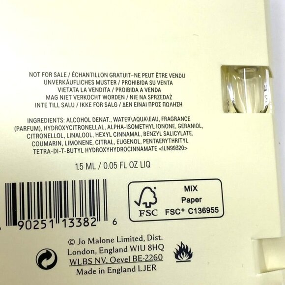Jo Malone Sampler English Pear Sweet Pea/ Peony Blush Suede/ Lime Basil Mandarin - Picture 7 of 7